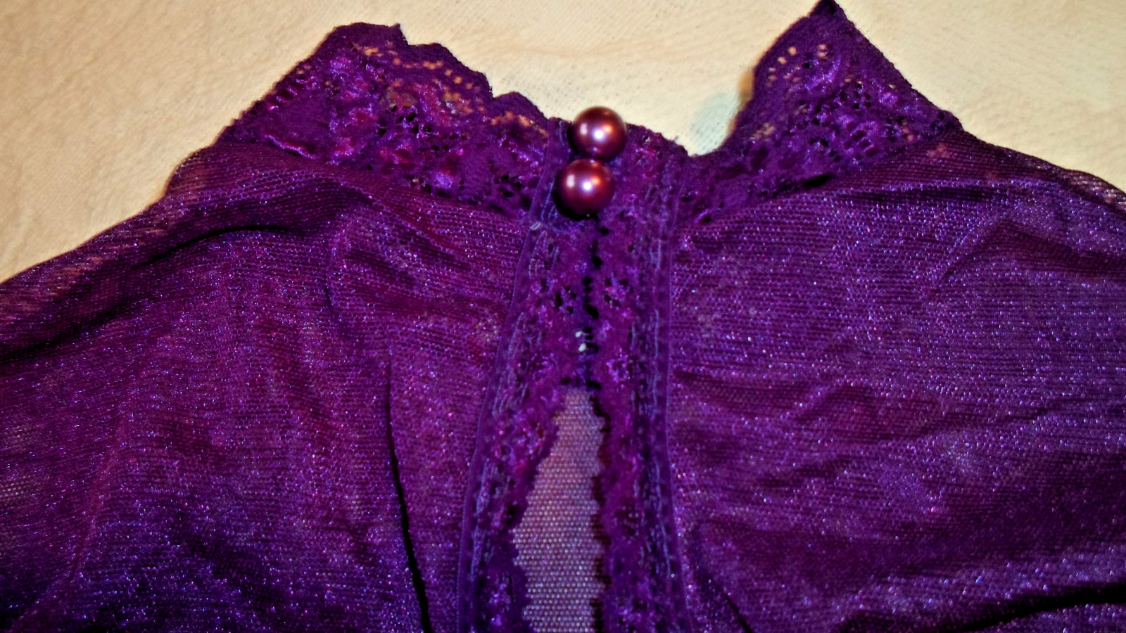Vintage Lingerie Priscilla Collection Dark Purple Sheer Lace Babydoll Size M-USA