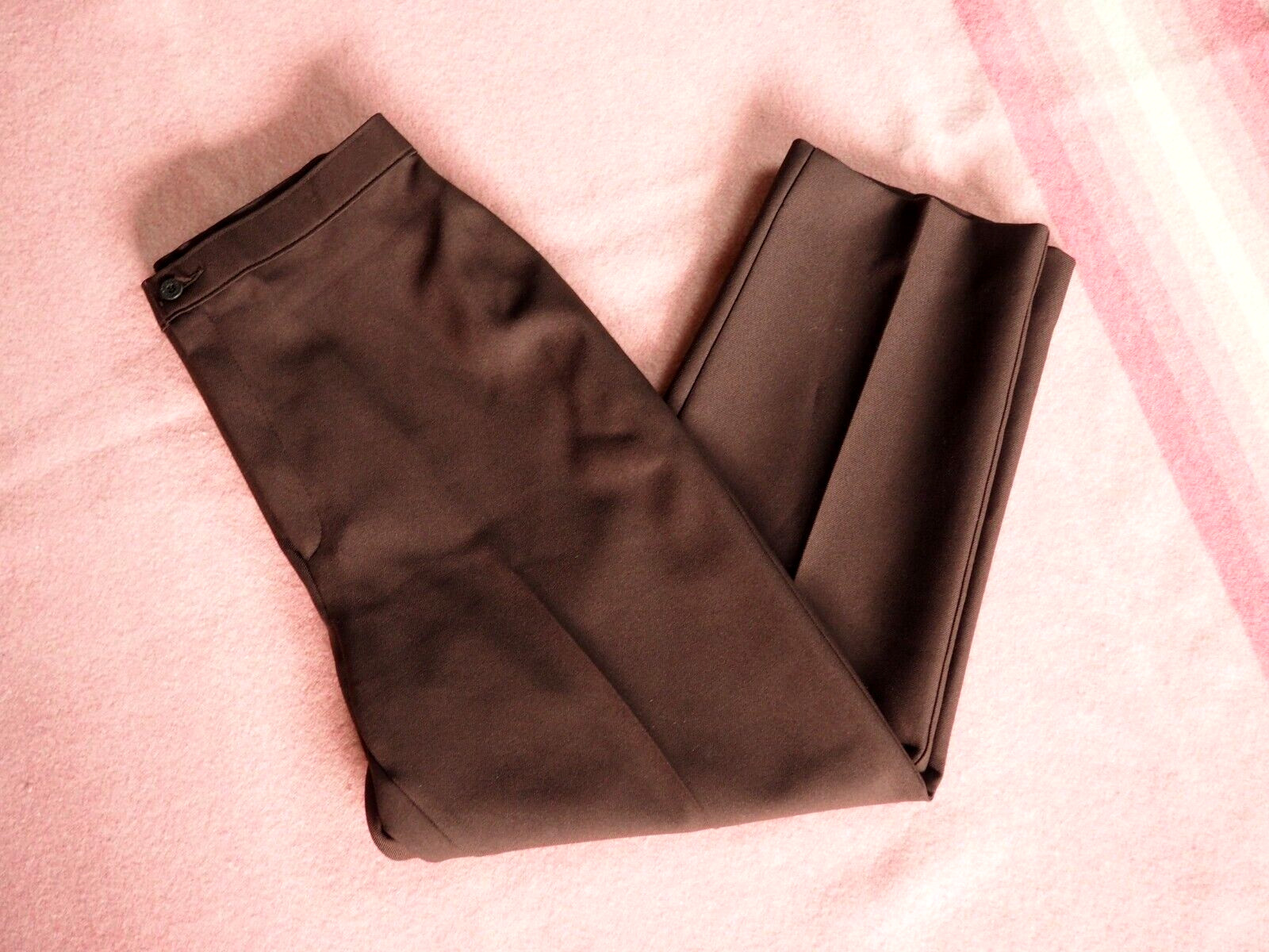 VTG 70s LEVIS Brown High Waist Polyester Mom Jeans Business Formal Pants 29×27