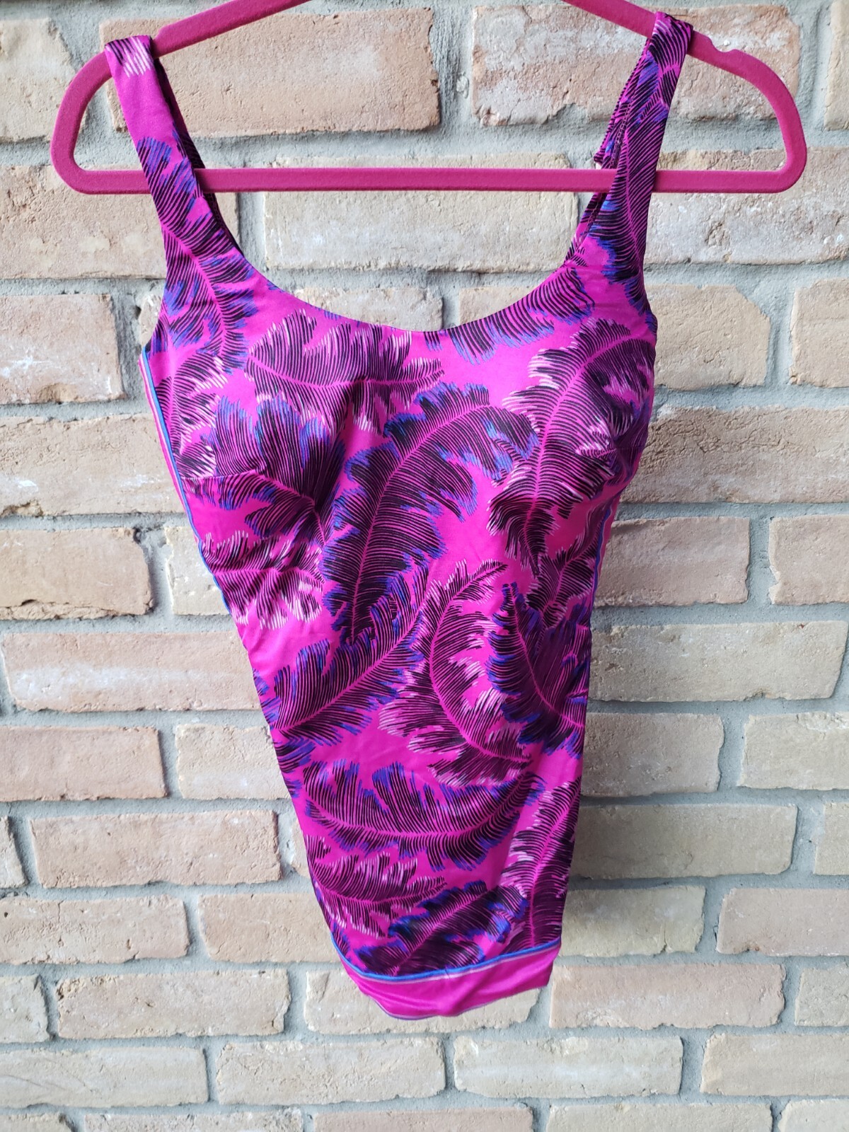 VTG 70s Roxanne Perfection Cup Multicolor One Piece Swimsuit Sz 14/36 D Cup