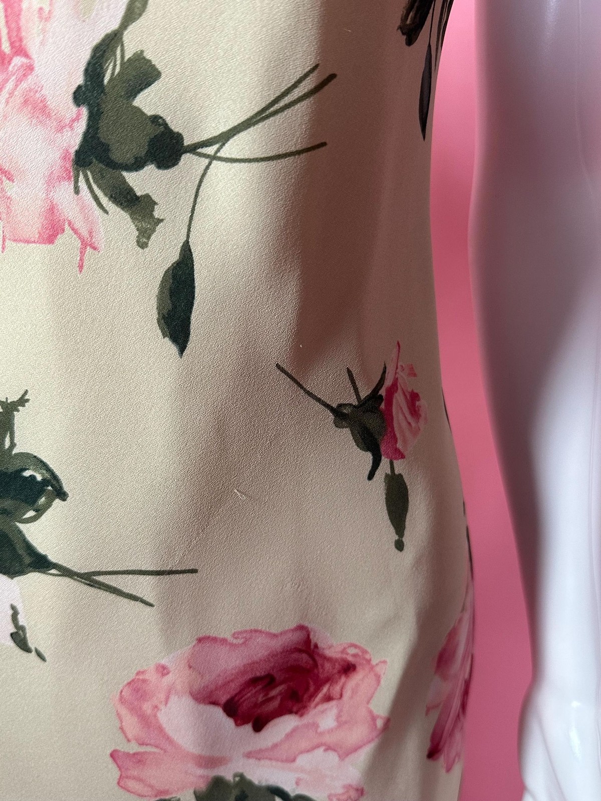 1990s-Y2K HAMPTON NITES ROSE Watercolor Floral Print Maxi Slip Dress. Medium.