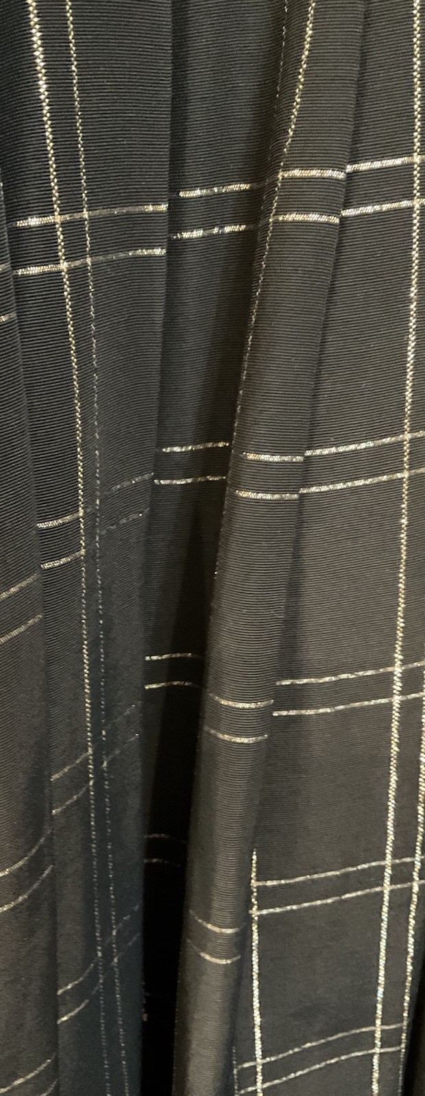 80’s Vintage Leslie Fay 6P Dress Black Gold Plaid Sheer Sleeve Cocktail Goth
