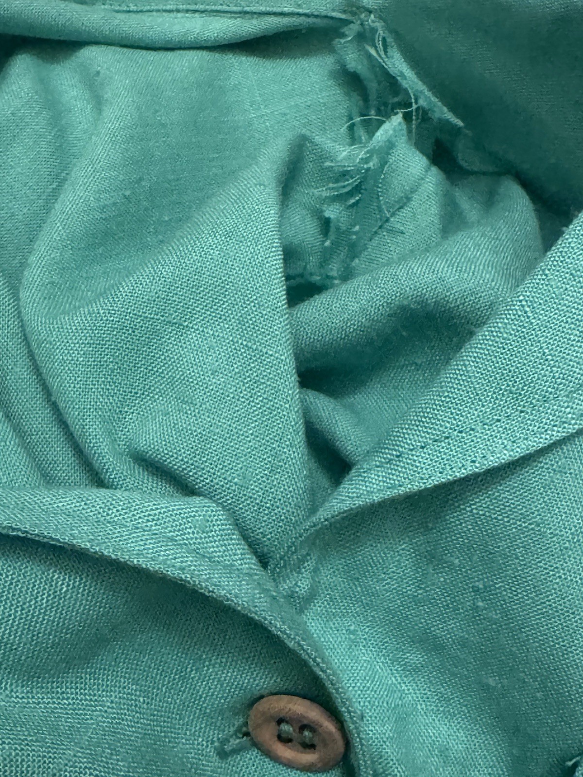 Vintage Green Cotton Slub Shirt Dress Button Front Safari Utility Medium
