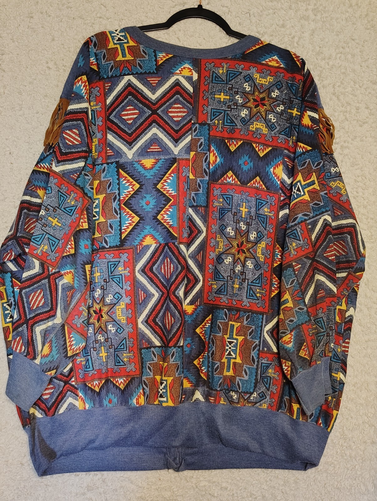 Young Stuff Vintage 80s Southwest Cowgirl Cardigan Suede Fringe L-2XL