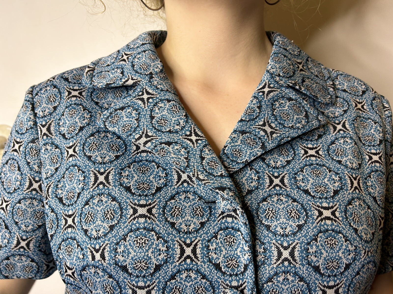 Vintage Australian 1960s Louise of France Crimplene Blouse Mod Psychedelic AU 14