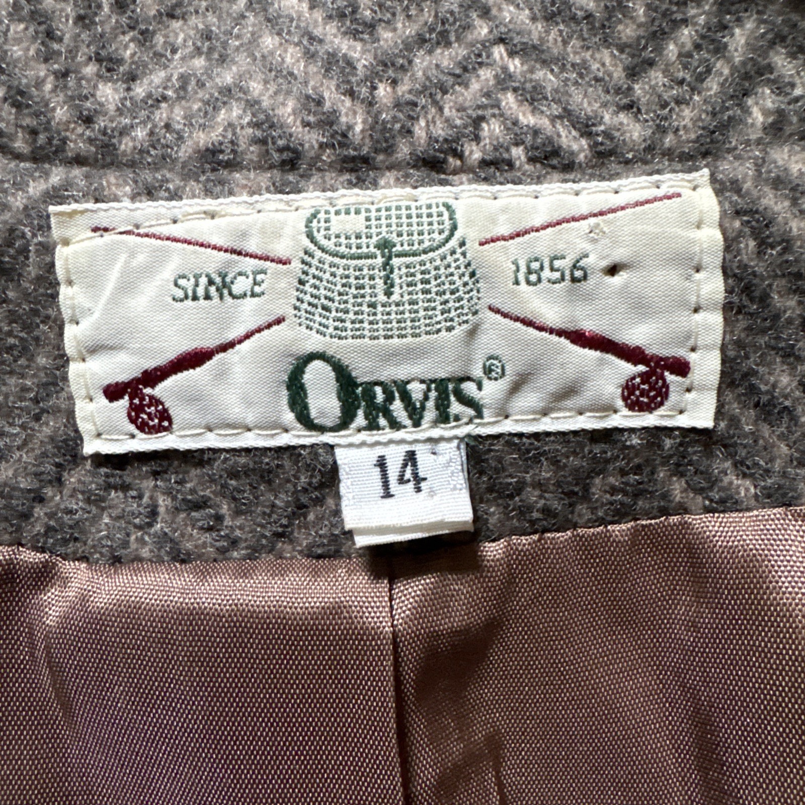 Vintage Orvis Women’s Harris Tweed Peacoat Trench Coat Long Jacket Belted S 14