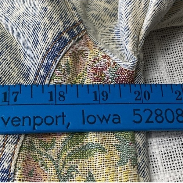 Vintage JouJou Patchwork Denim Jacket Floral Tapestry Grunge Boho L