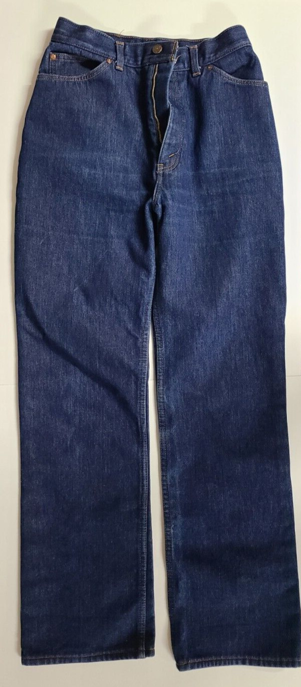 USA Vtg Womens Red Flannel Lined Levis 2517 Denim Blue Jeans Orange Tab Medium