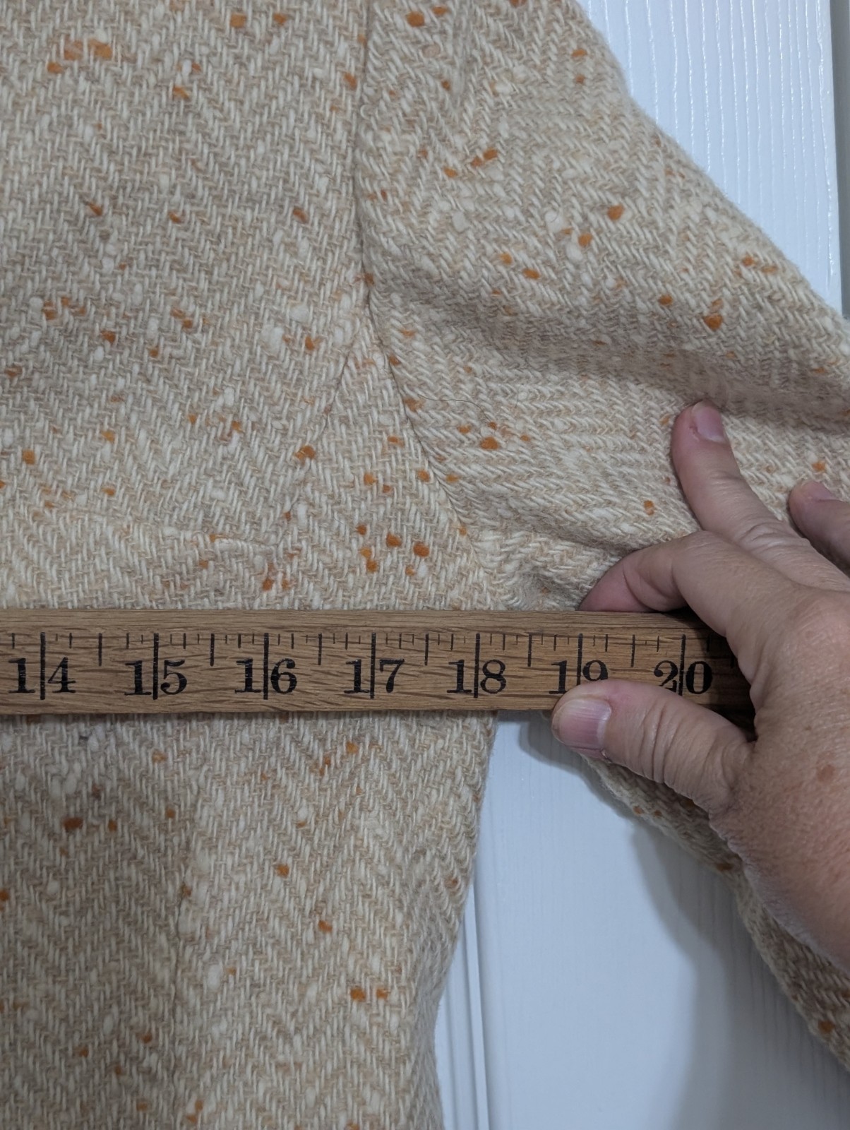 Miss B. R. Union Made Vtg Wool Tan Cream Yellow Speckled Jacket Skirt Size Small