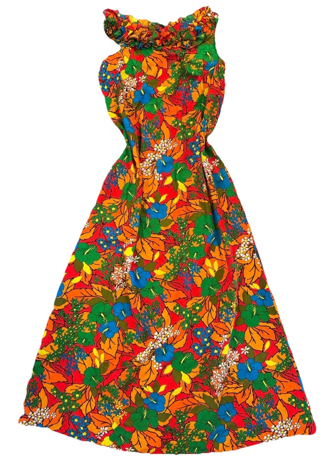 Vintage 1960s Flower Power Royal Hawaiian Colorful Dress Size 10 Womens Hippie