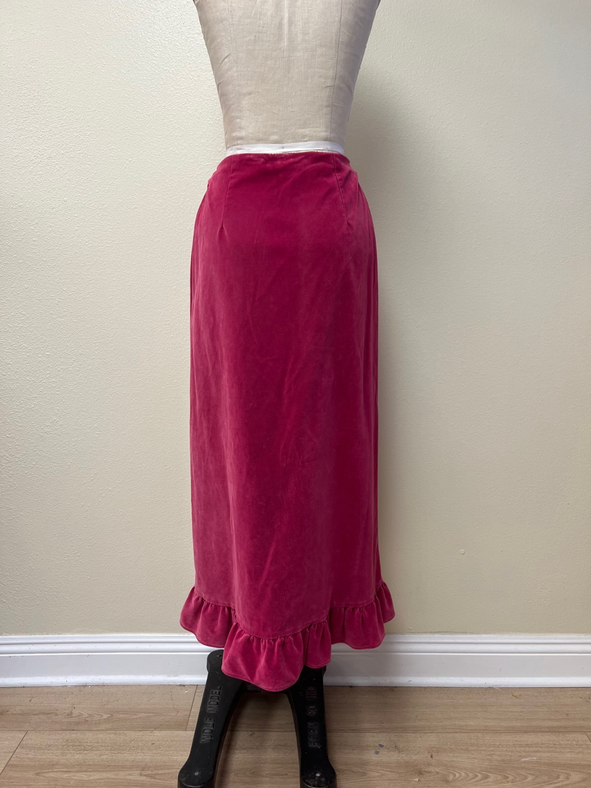 Vintage 1970s Lemon Frog Velour Pink Blazer and Maxi Skirt Set Pink Small