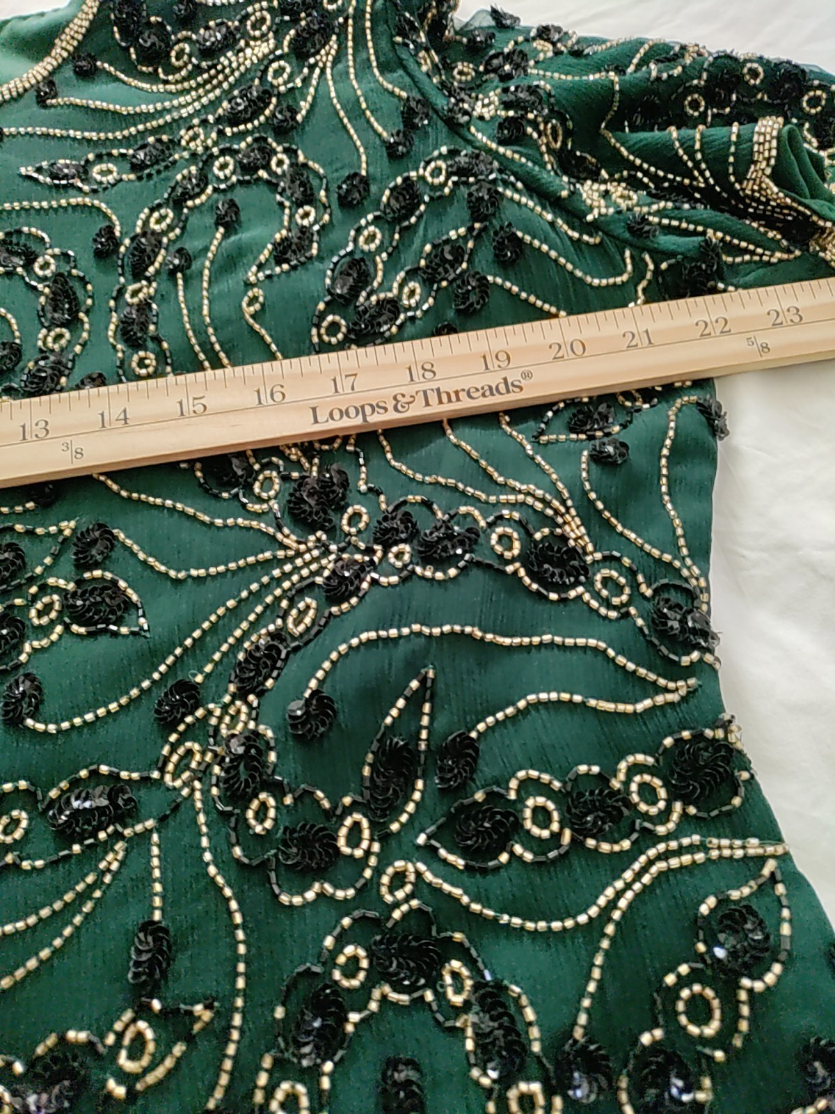 Vintage J Kara New York 100%Silk Sequin Green Size XXL