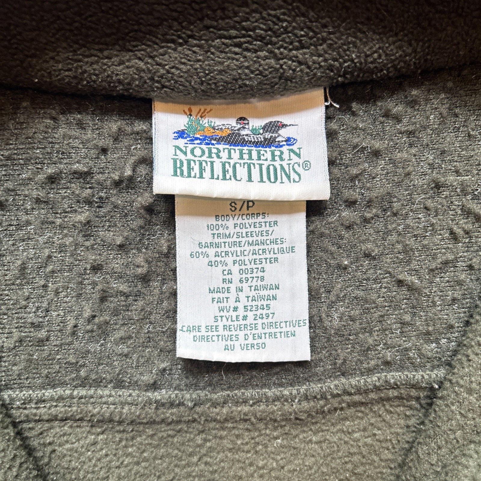 Vintage Hunter Green Northern Reflections Fleece Blanket Coat Jacket Sz Small