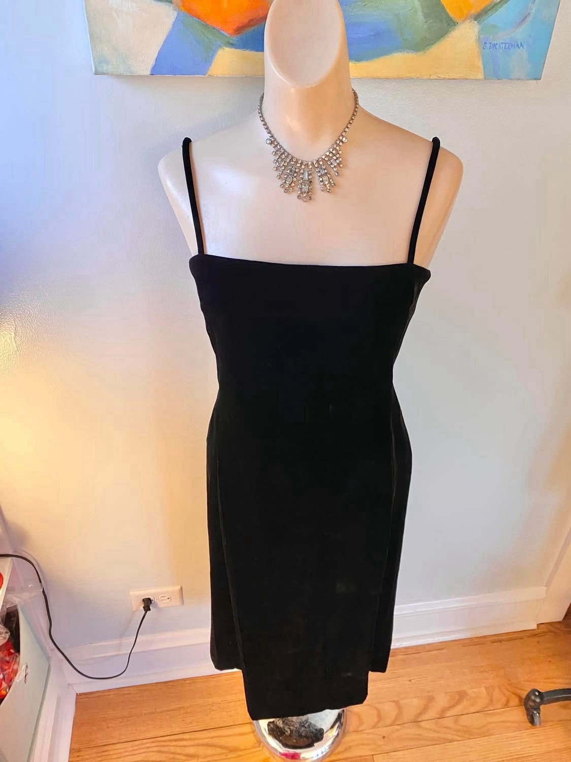 Vintage 1980s 1990s Rizkallah Velvet Evening Gown Column Dress Size XS Small