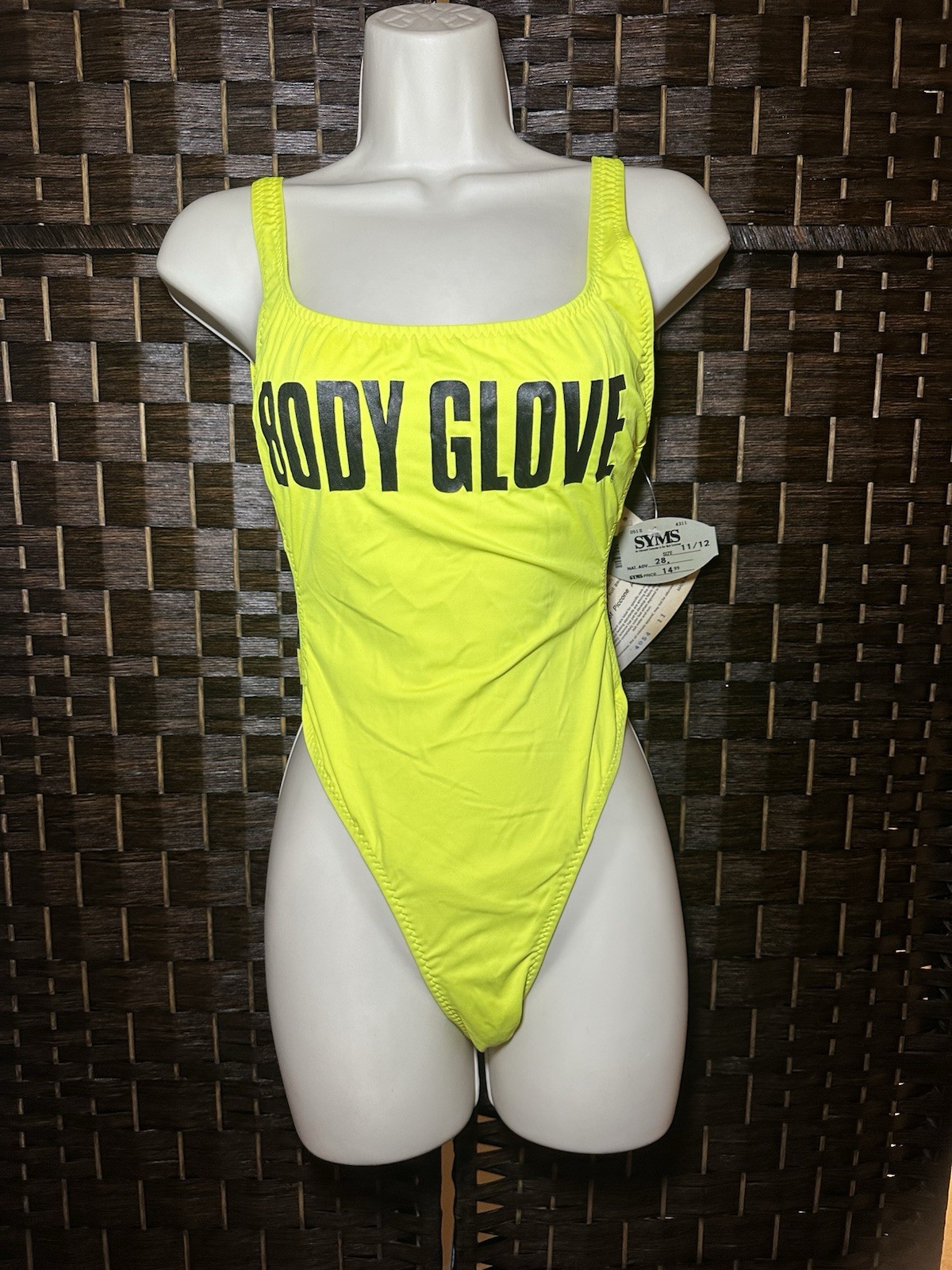 NWT Vintage 80s Body Glove Neon Swimsuit 11/12 Robin Piccone Hi Cut USA RARE