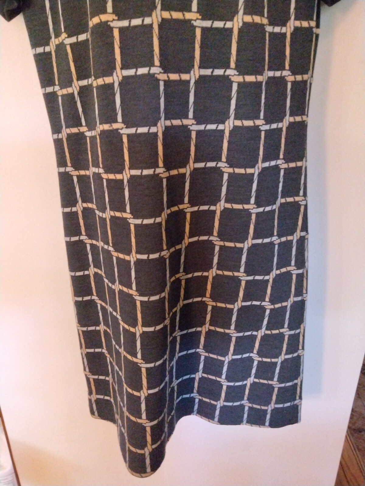 Vintage 1960s Leslie Fay Knit Dress Large Xl dark gray black ? abstract
