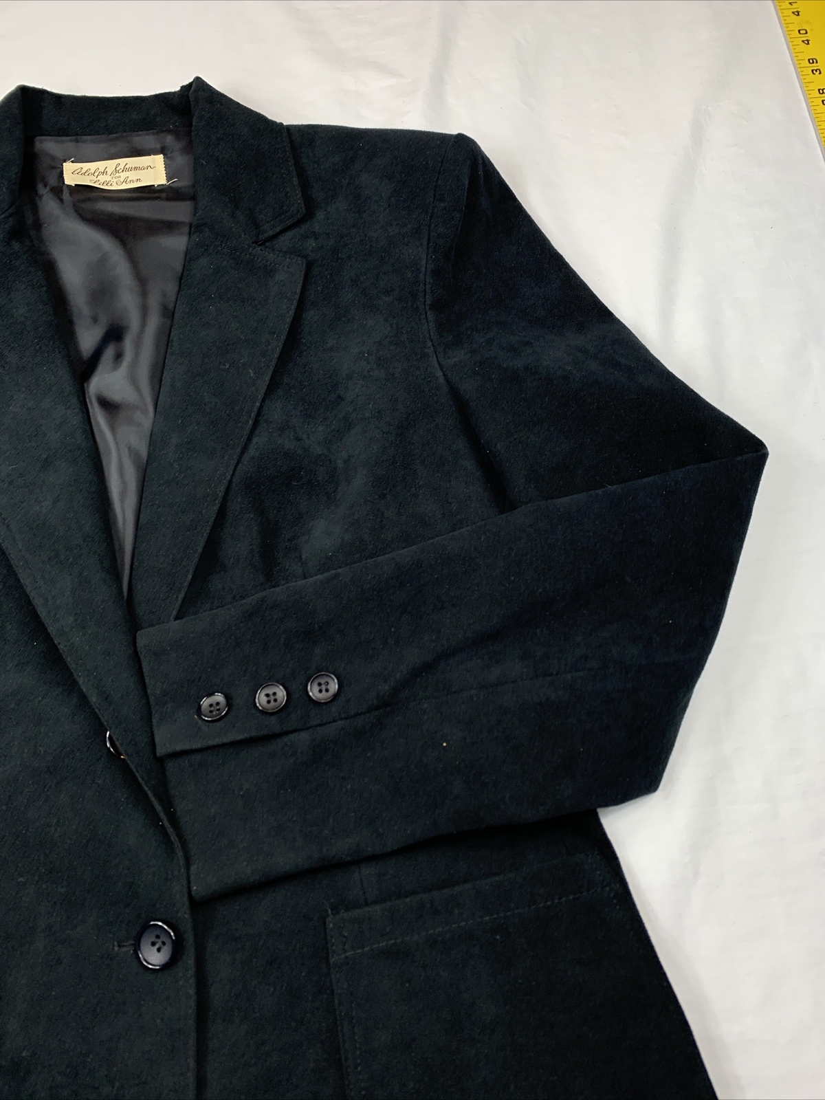 Vintage 80s 90s Adolph Schuman Lilli Ann Womens Ultra Suede Suit Size 10 Black