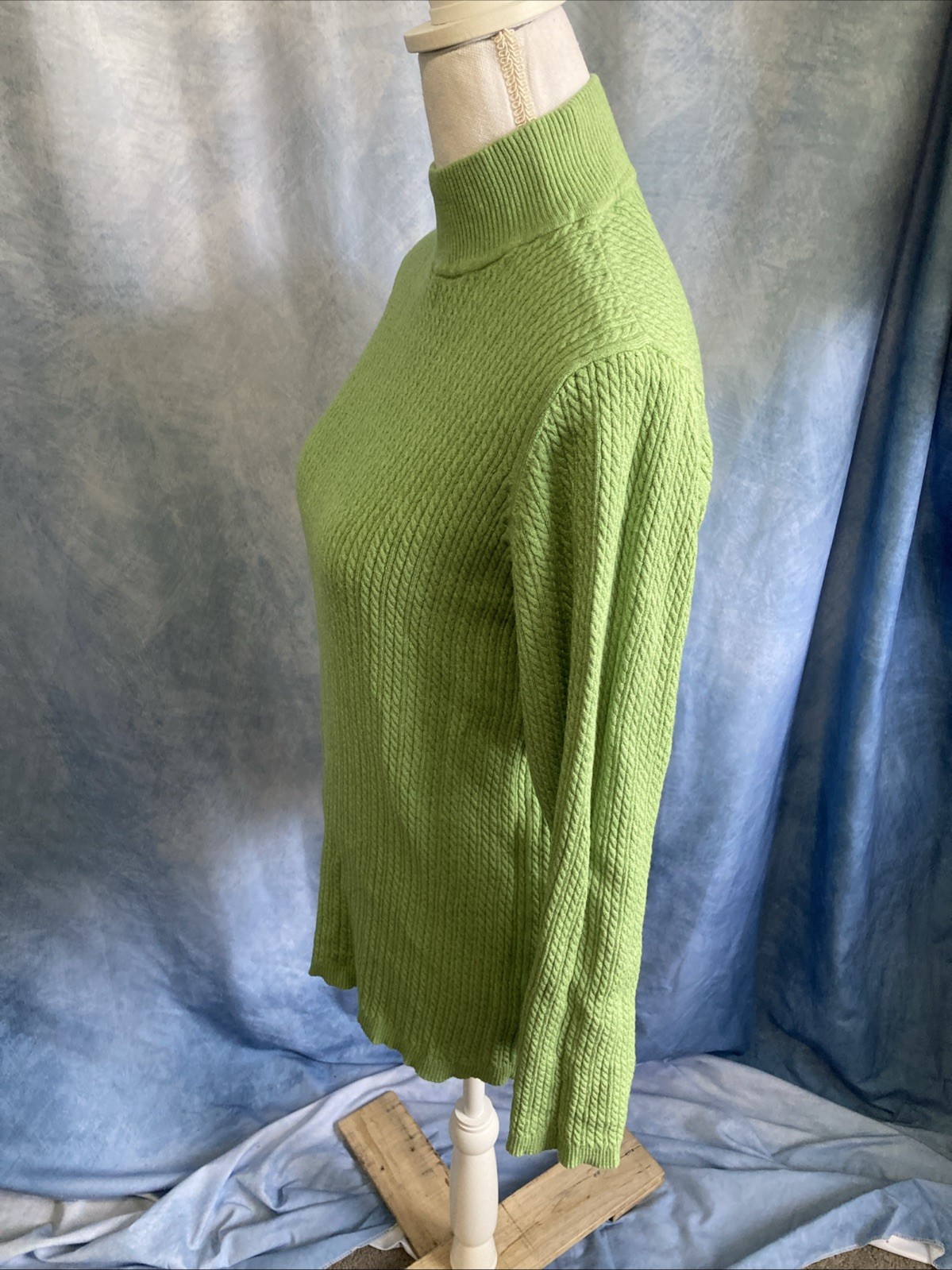 Vtg Y2K Charter Club Women’s 2X Ribbed Turtleneck Sweater Green Rayon Nylon GUC