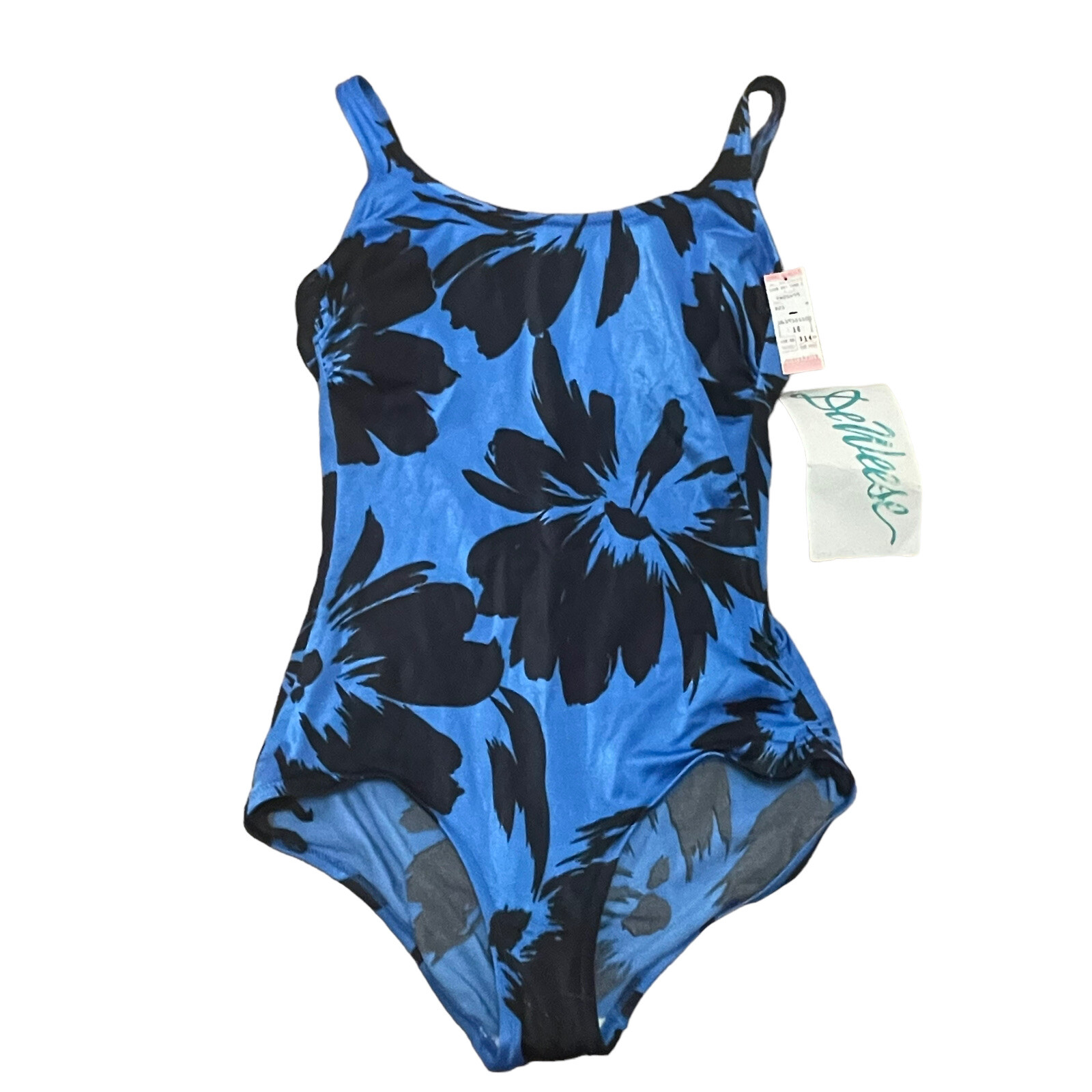 NEW Vintage One Piece Swimsuit DeWESSE Design 60’s Blue Floral 16 Large Swimsuit