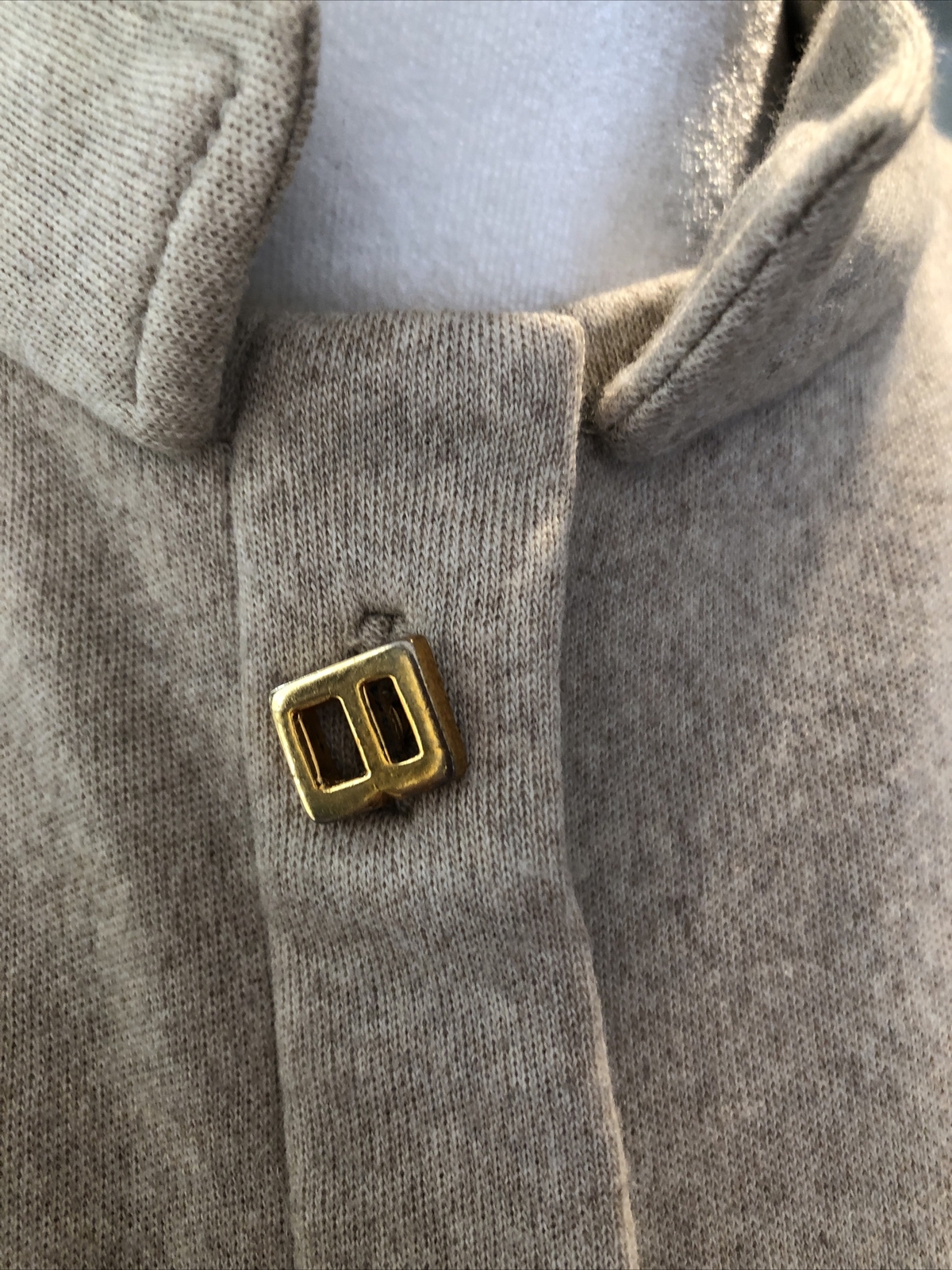 Geoffrey Beene mid 60s oatmeal worsted wool shirtwaist dress logo “B” buttons S