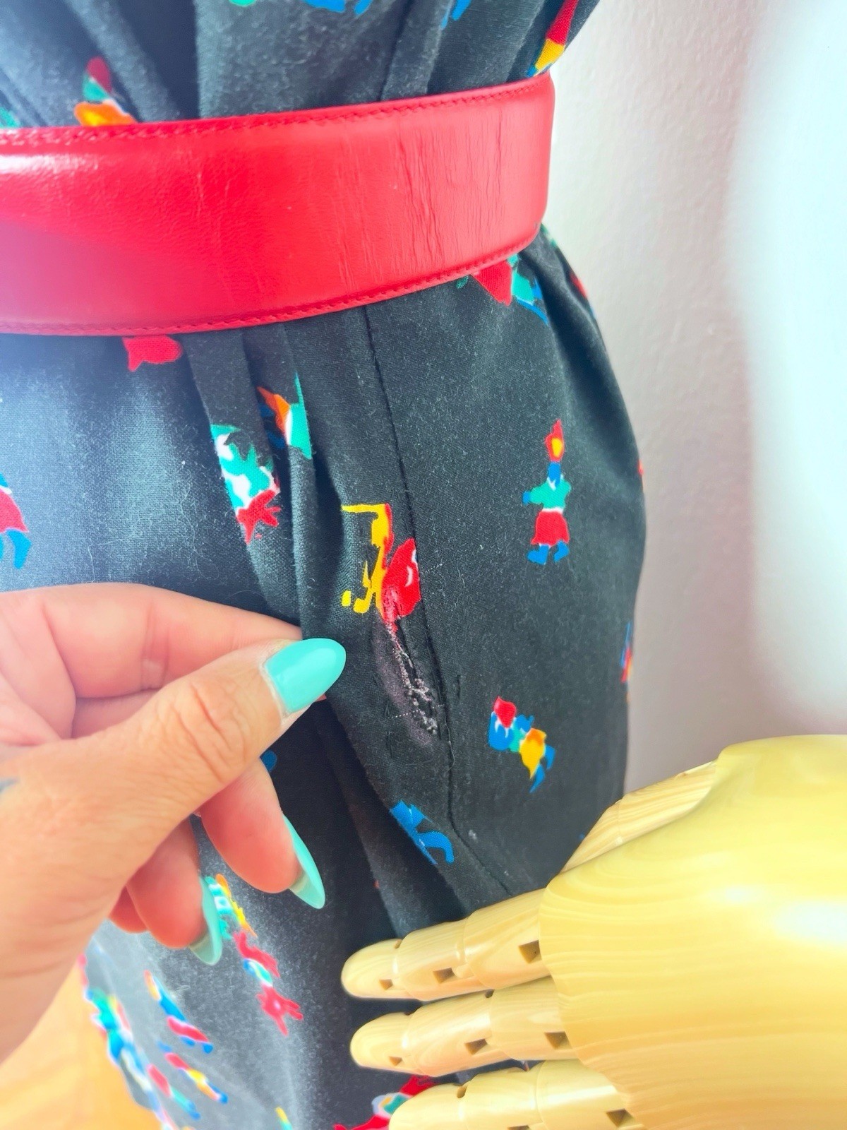 MEXICAN NOVELTY Print 60s 1960’s Vintage Black Cotton Shift Sundress Dress M 36b