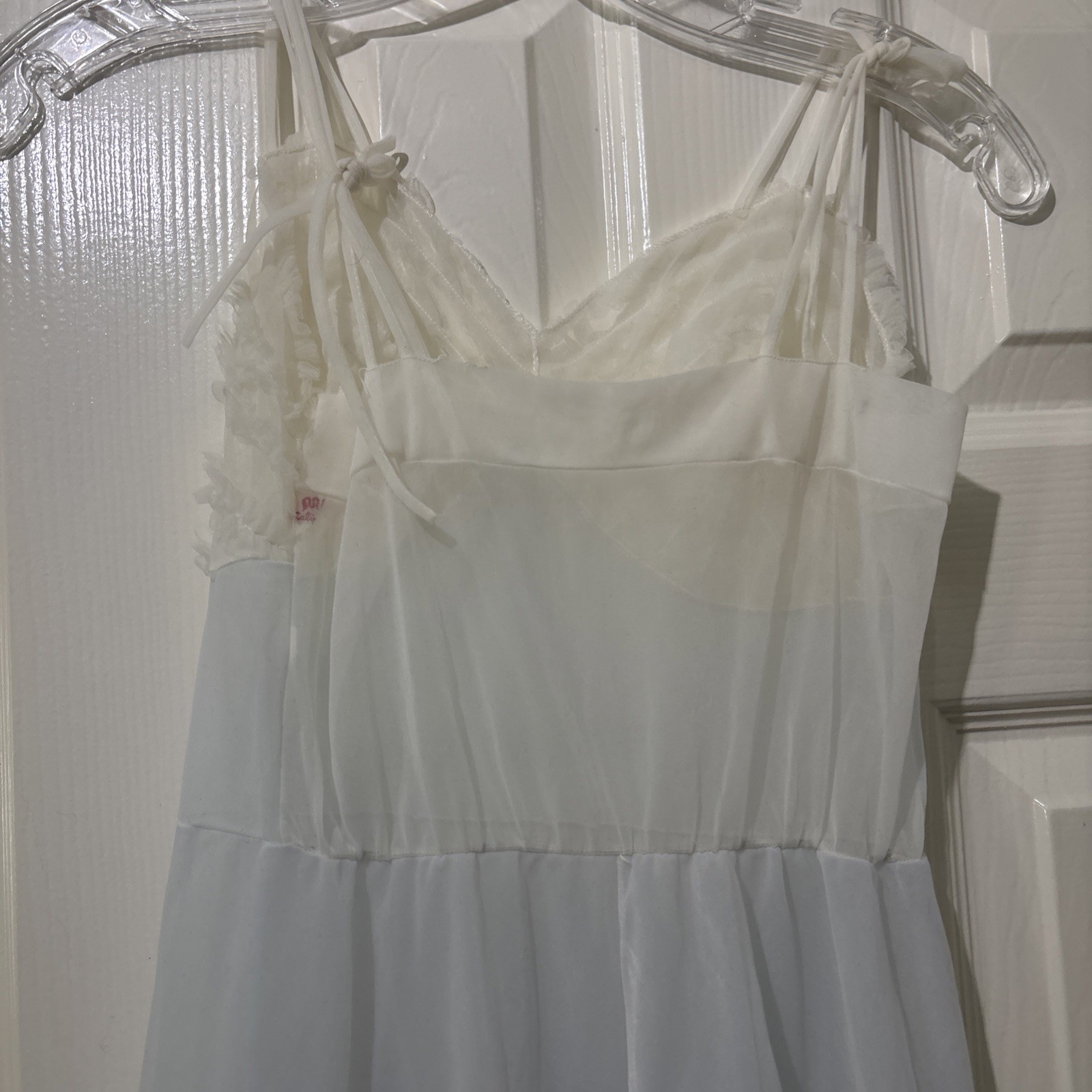 Vintage Light Blue Slip Dress White Overlay Size XS/S? Fairy Coquette Twee Sheer