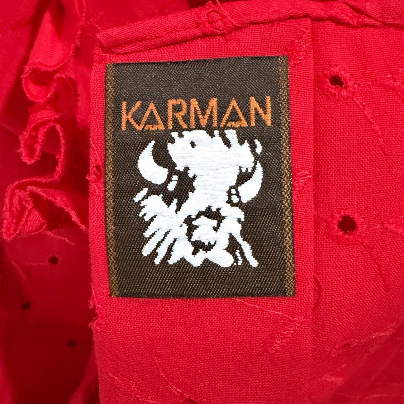 Karman Red Eyelet Ruffle Sleeveless Blouse Top USA Made Size 11/12 Vintage 90s