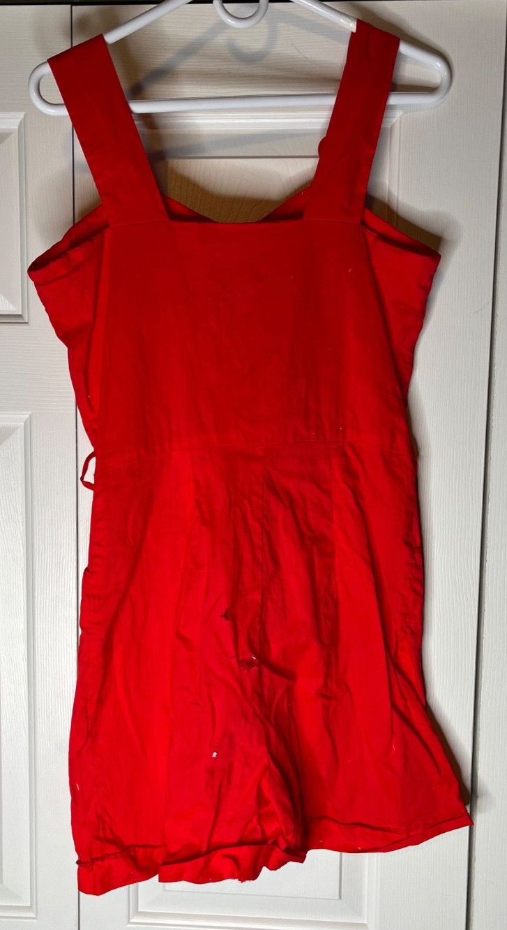 VTG 1950s 1960s 1970s Size 18 Red Romper Adjustable Straps AS IS