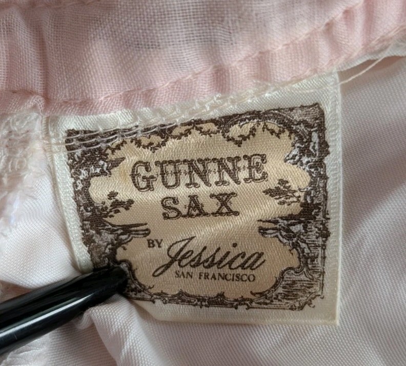 Gunne Sax by Jessica 1970s Maxi Dress Wedding Prairie Blush Pink RARE XS