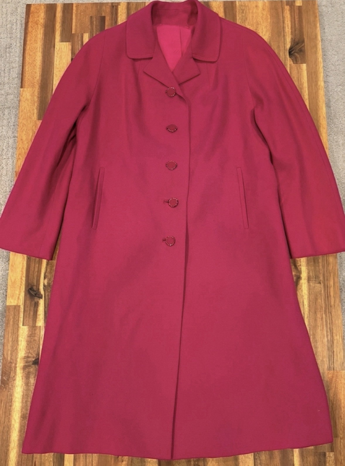Vintage 60’s 70’s L.C. Mae California 100% Pure Wool Coat Mod Hot Pink M/L