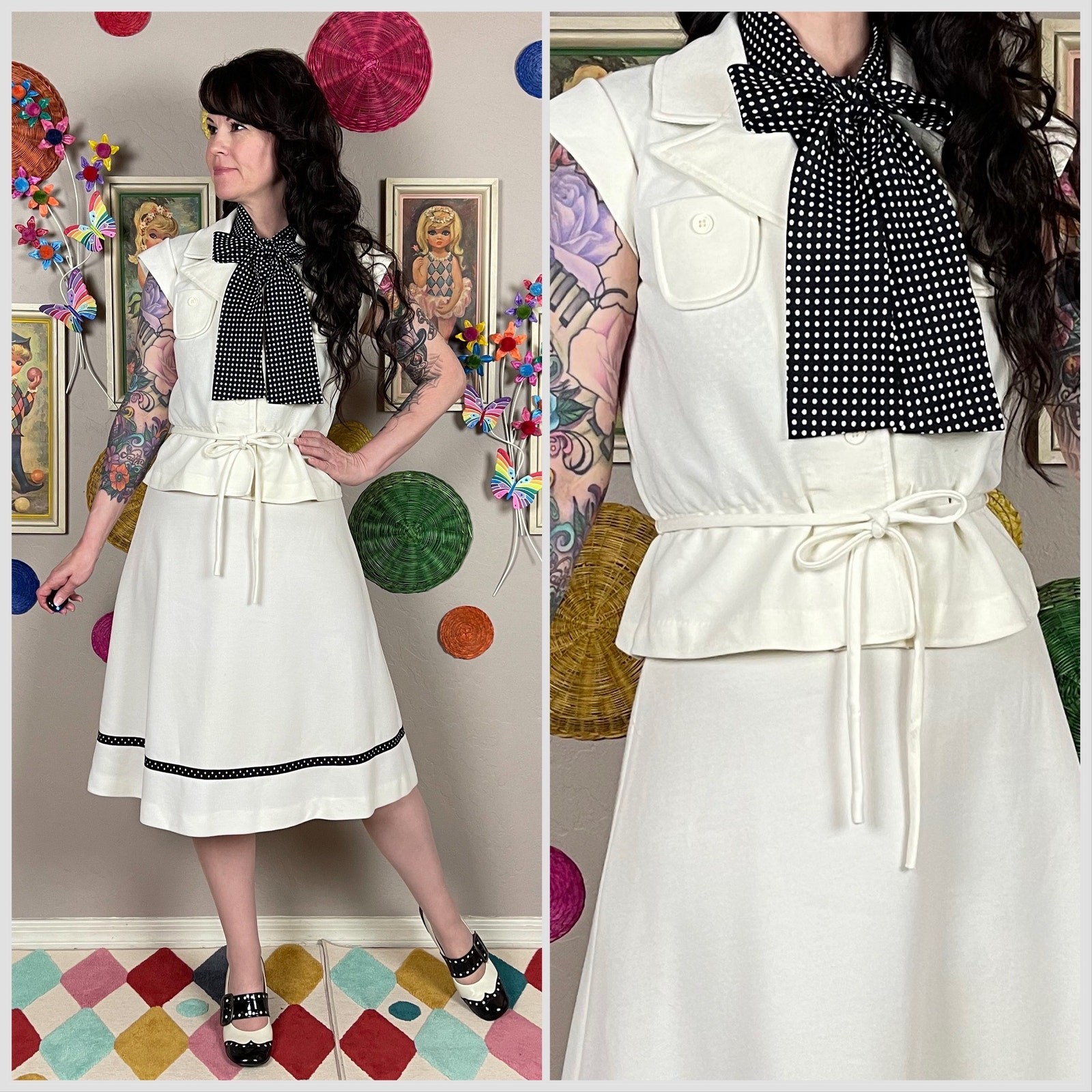 Vintage 1970s 3-Piece Jacket Blouse and Skirt Set | 26″ Waist
