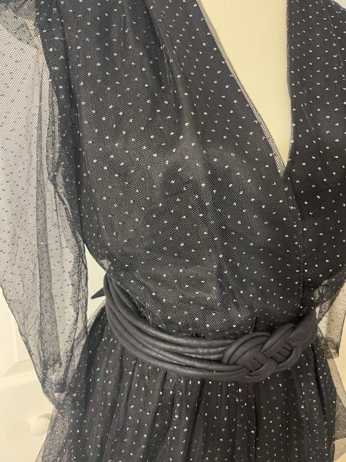 Glenrob Sparkling Tulle Art Deco Black Dress 7/8 Or S Glam Rock Siren