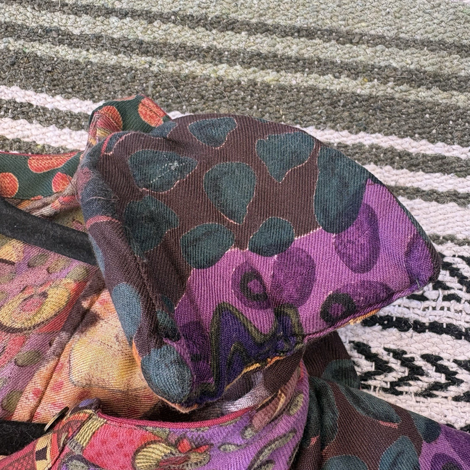 Bandhini M Polo Vintage Wildcat Patterned 90s Shoulder Pads Size Small Indian