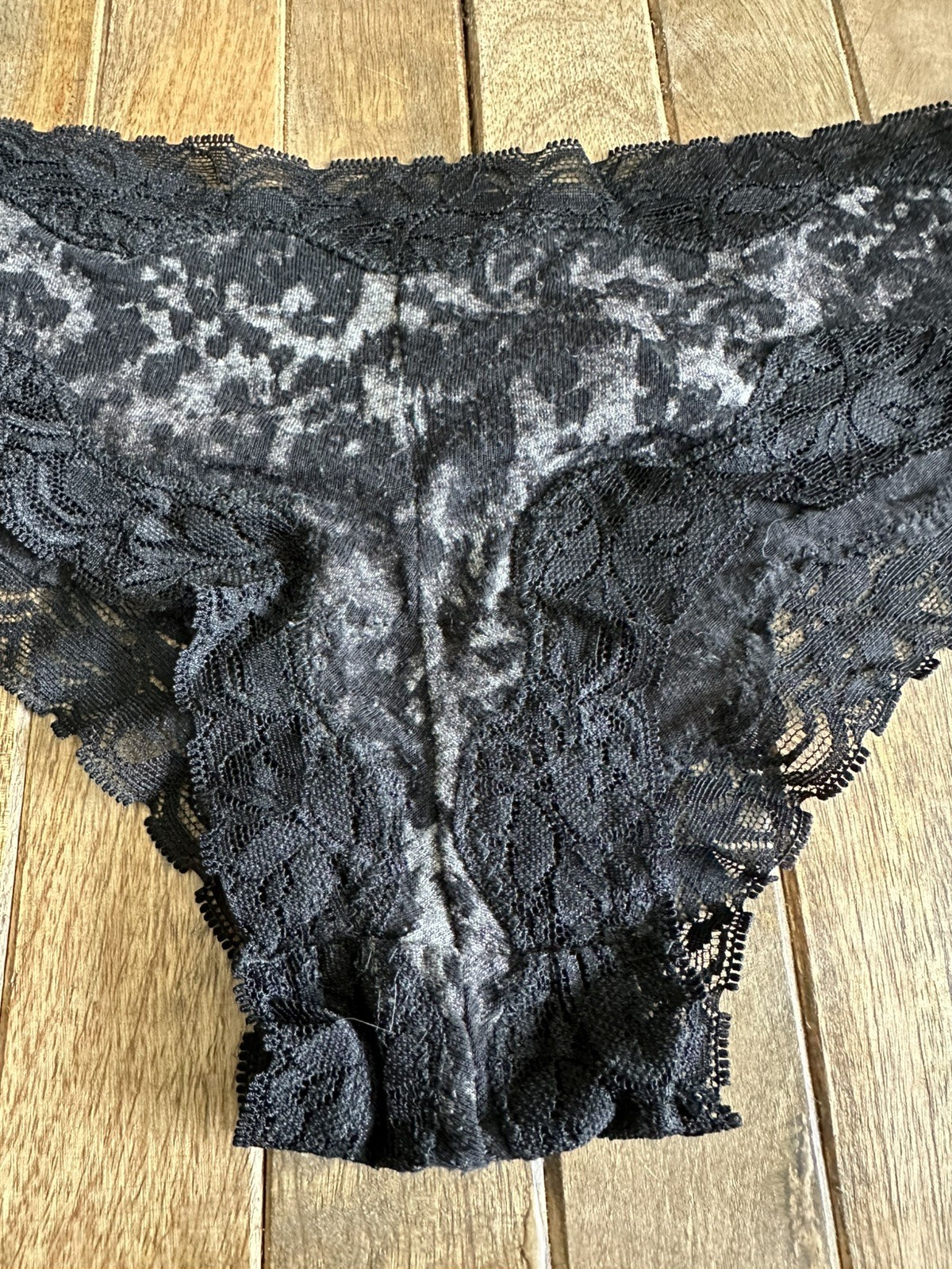 Vtg Express Intimates M Black & Gray Animal Print Panties W Lace Trim