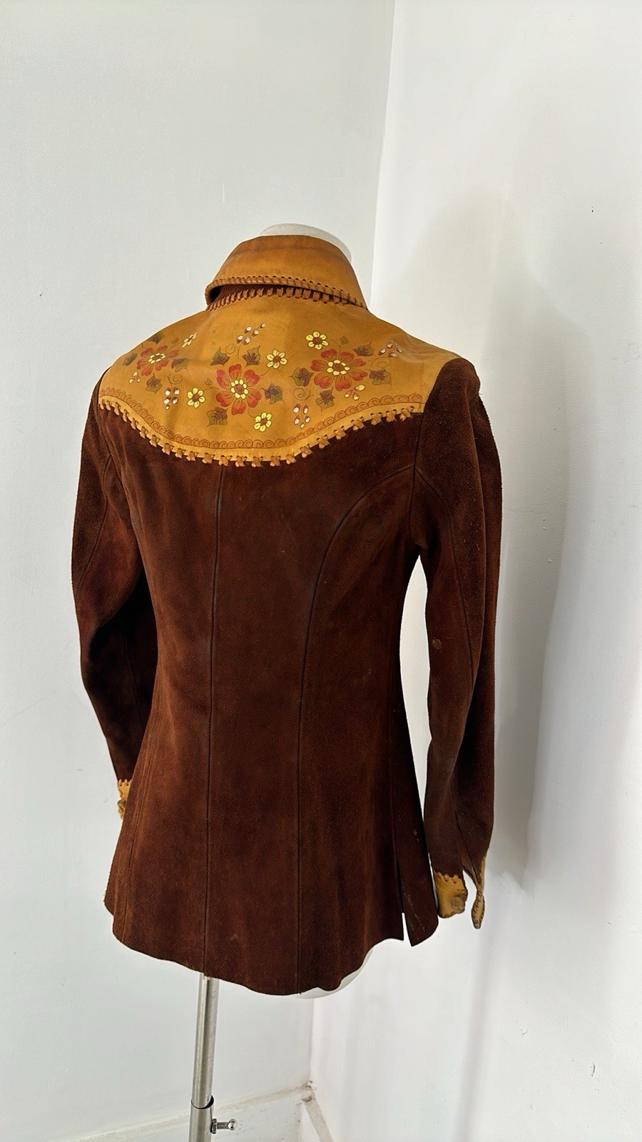 Vintage 70s CHAR Handpainted Hippy Genuine Suede Jacket
