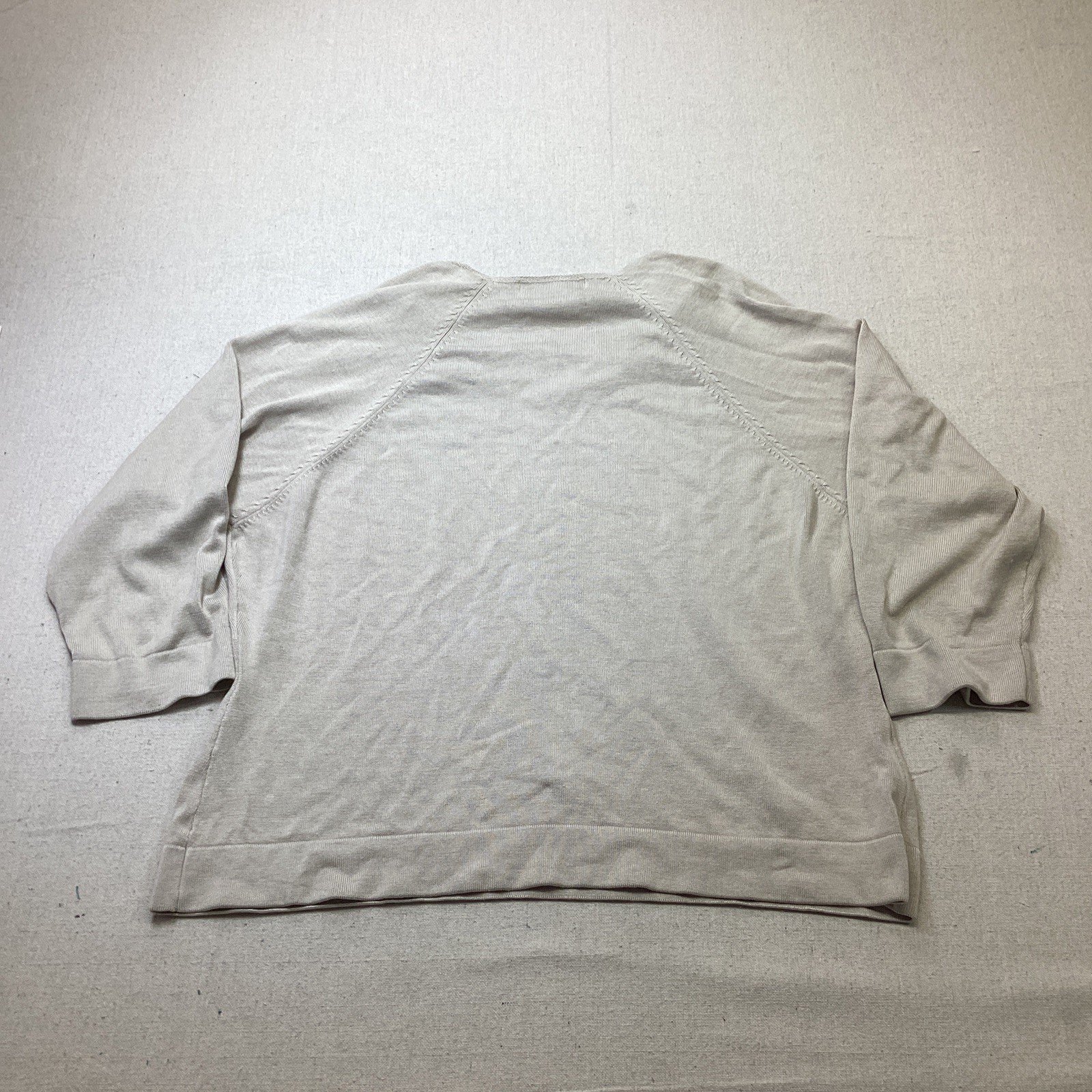 Valerie Stevens Shirt Women’s XL Silk Blend 3/4 Sleeve Beige Minimal