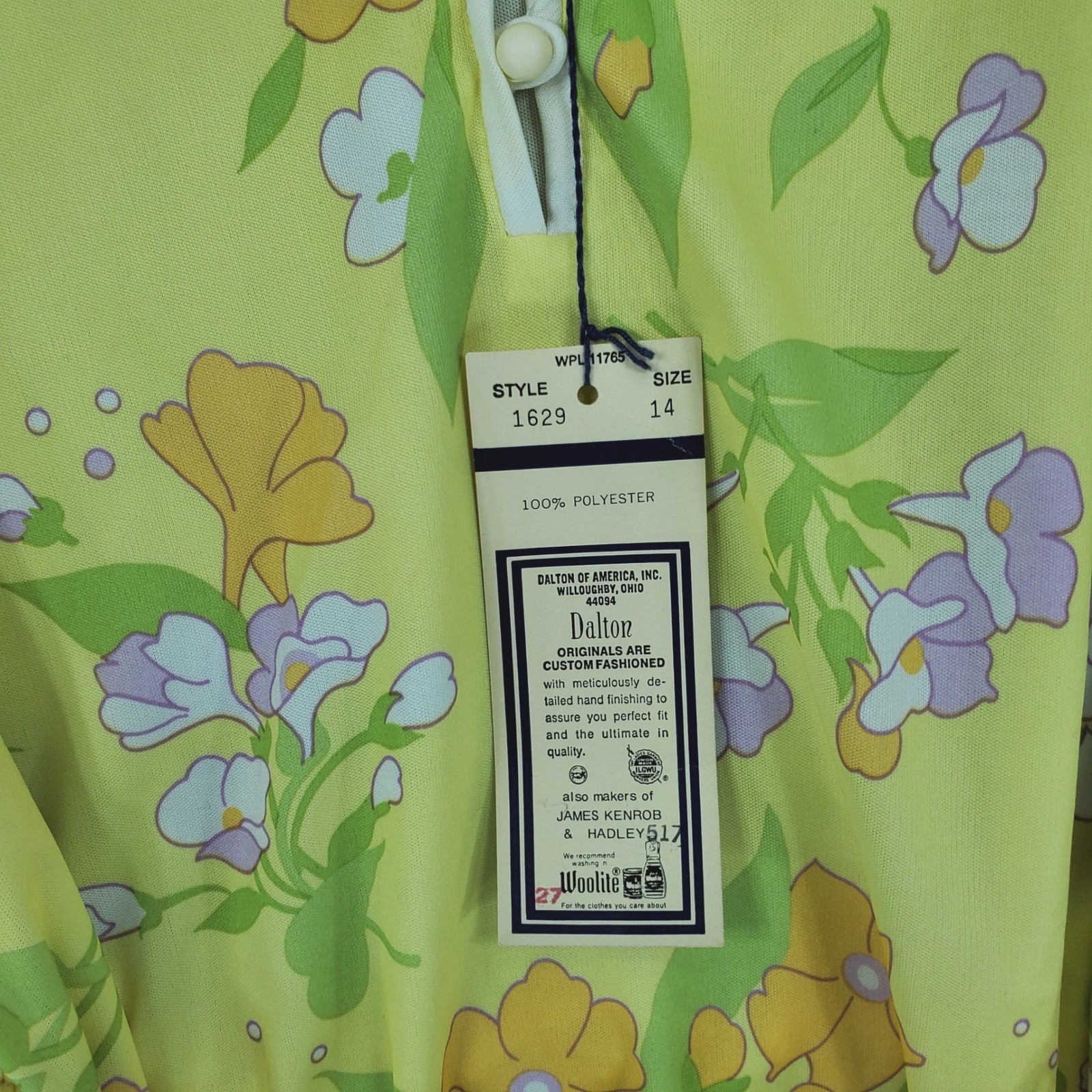 Dalton Floral Tunic Dress Women 14 Yellow Vintage 70s Mod Retro NEW Belted