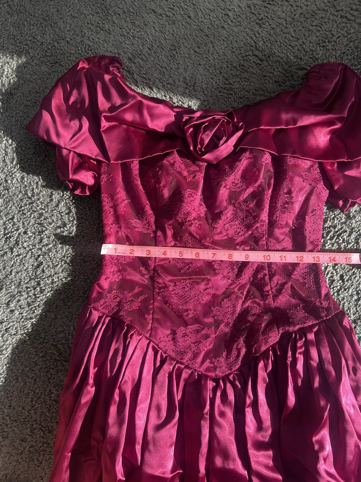 Vintage lace floral Magenta Pink Dress Size Small, Unlabeled