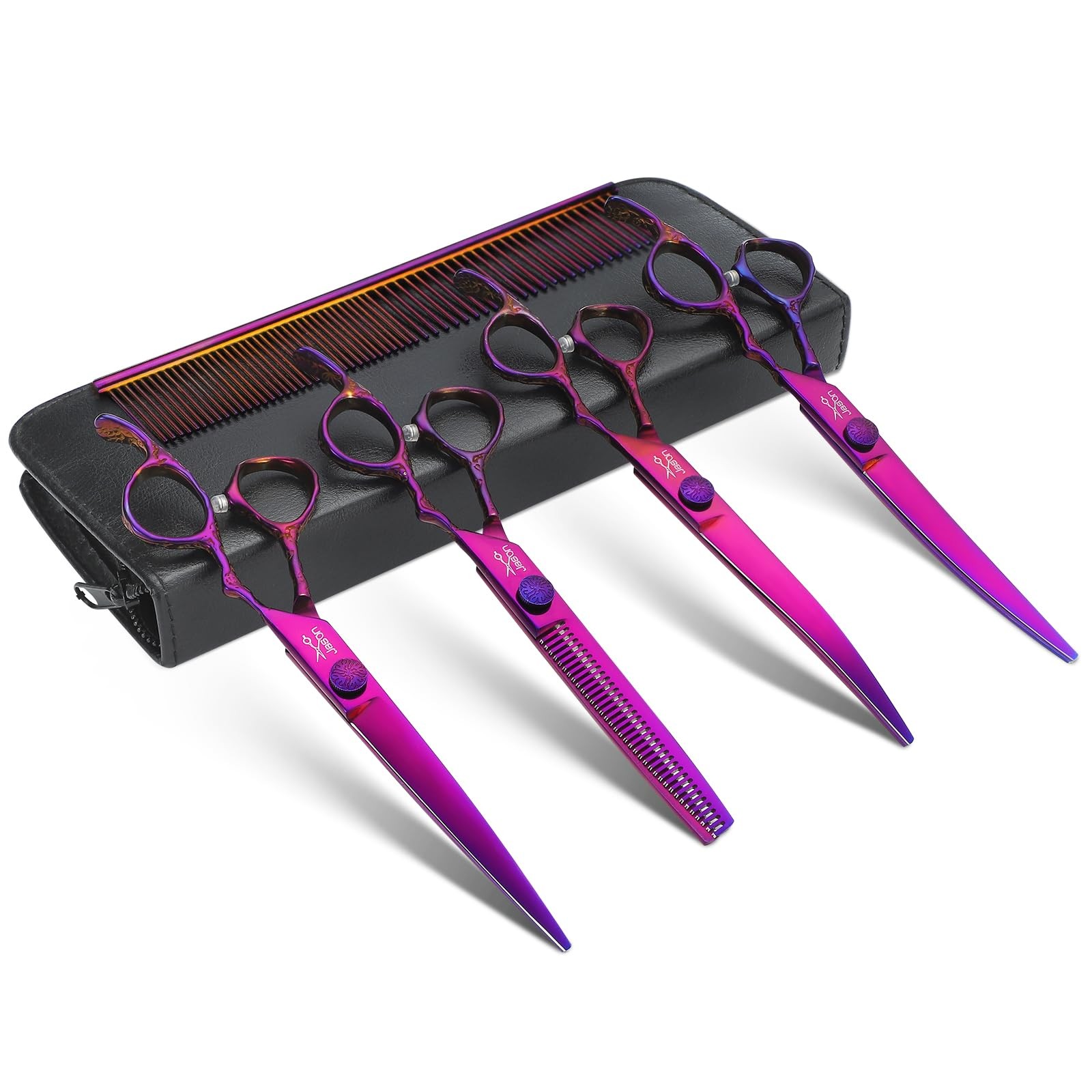 JASON Dog Grooming Scissors Set – Pro 6 in 1 Dog Shears Kit – 6.5″ Thinning