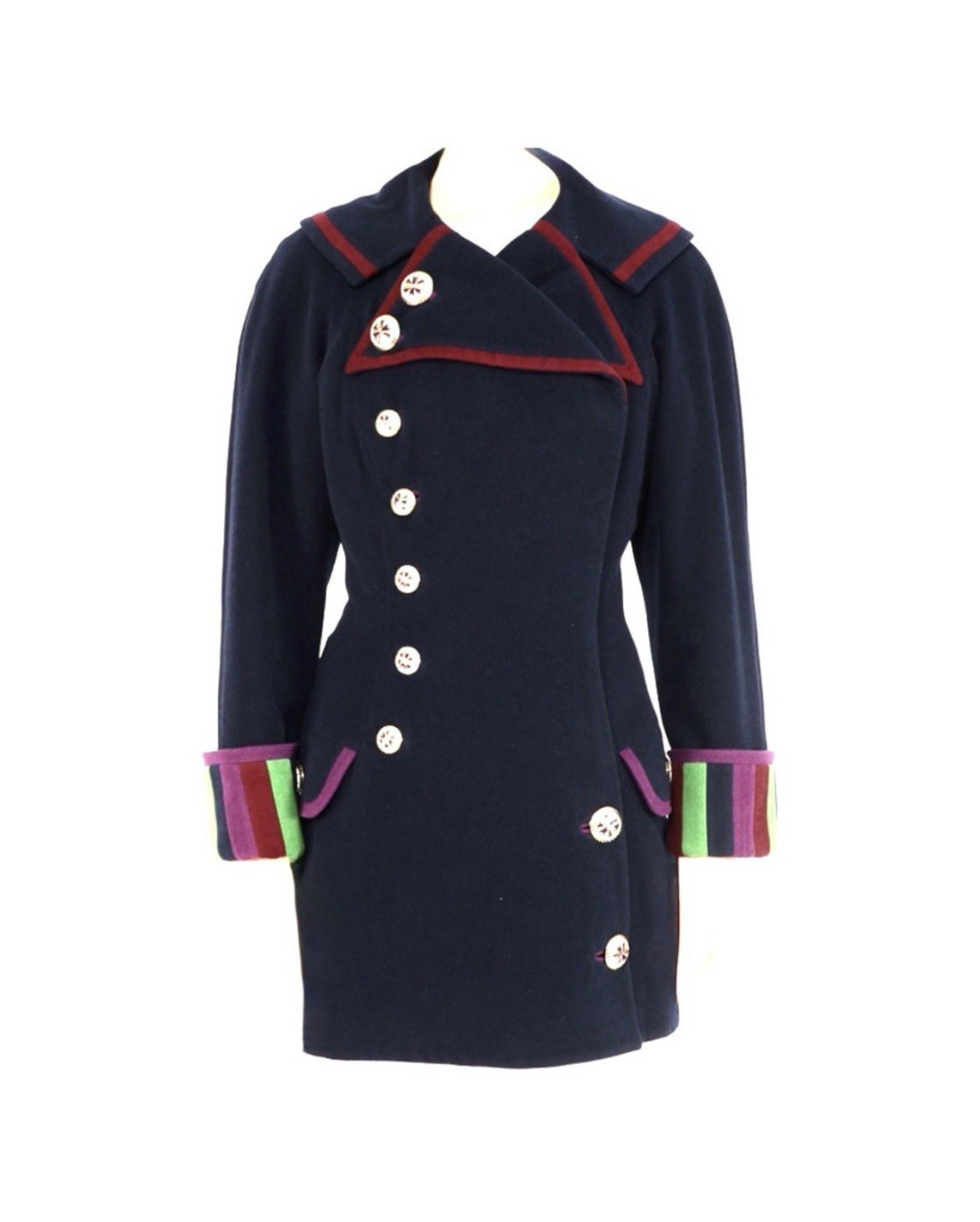 *GIANNI VERSACE COUTURE* F/W 1993 Military Sailor Cashmere Blend Peacoat
