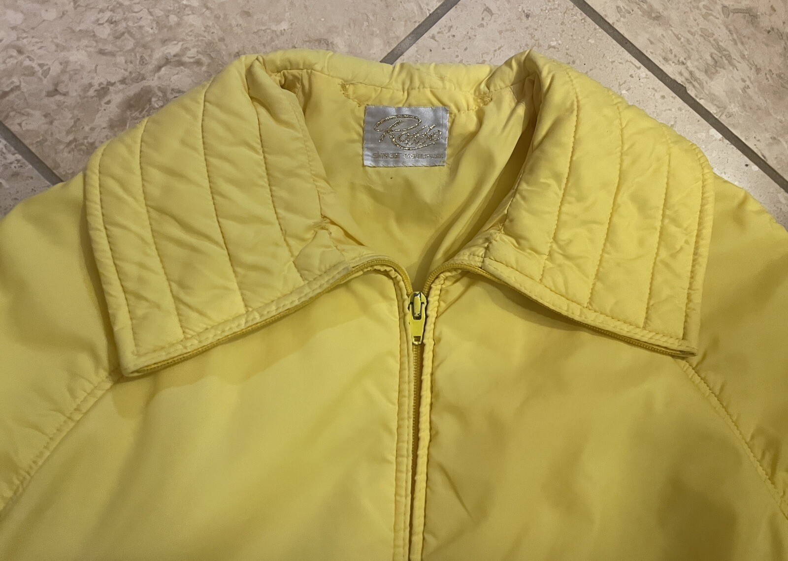 Vintage Roffe Belted Ski Jacket Coat Women’s Medium Small Bright Yellow Hip Mod