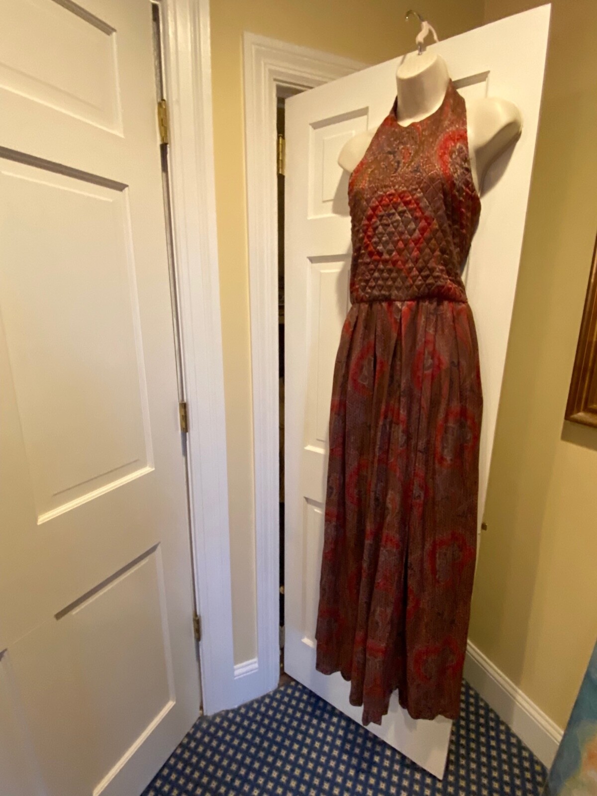 Carolyne Roehm Size 6 paisley jumpsuit w/ bolero and 10 foot scarf–worn once