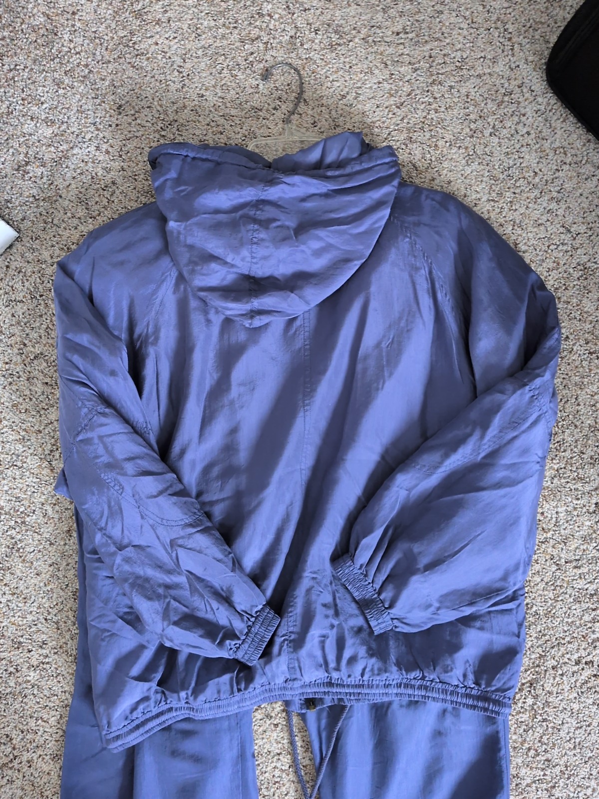 Vtg ’80s Mureli 100% Silk, Nylon Track Suit Women’s Medium Blue Shoulder Pads
