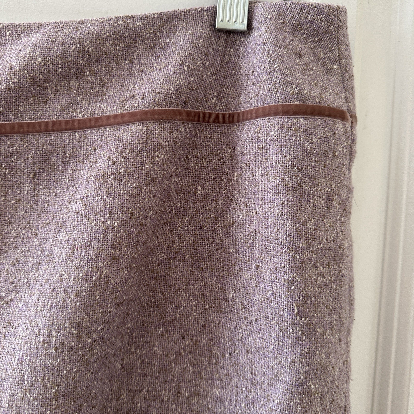 Vintage Ann Taylor Purple Wool Silk Blend Tweed Skirt Velvet Bow Women’s Size 14