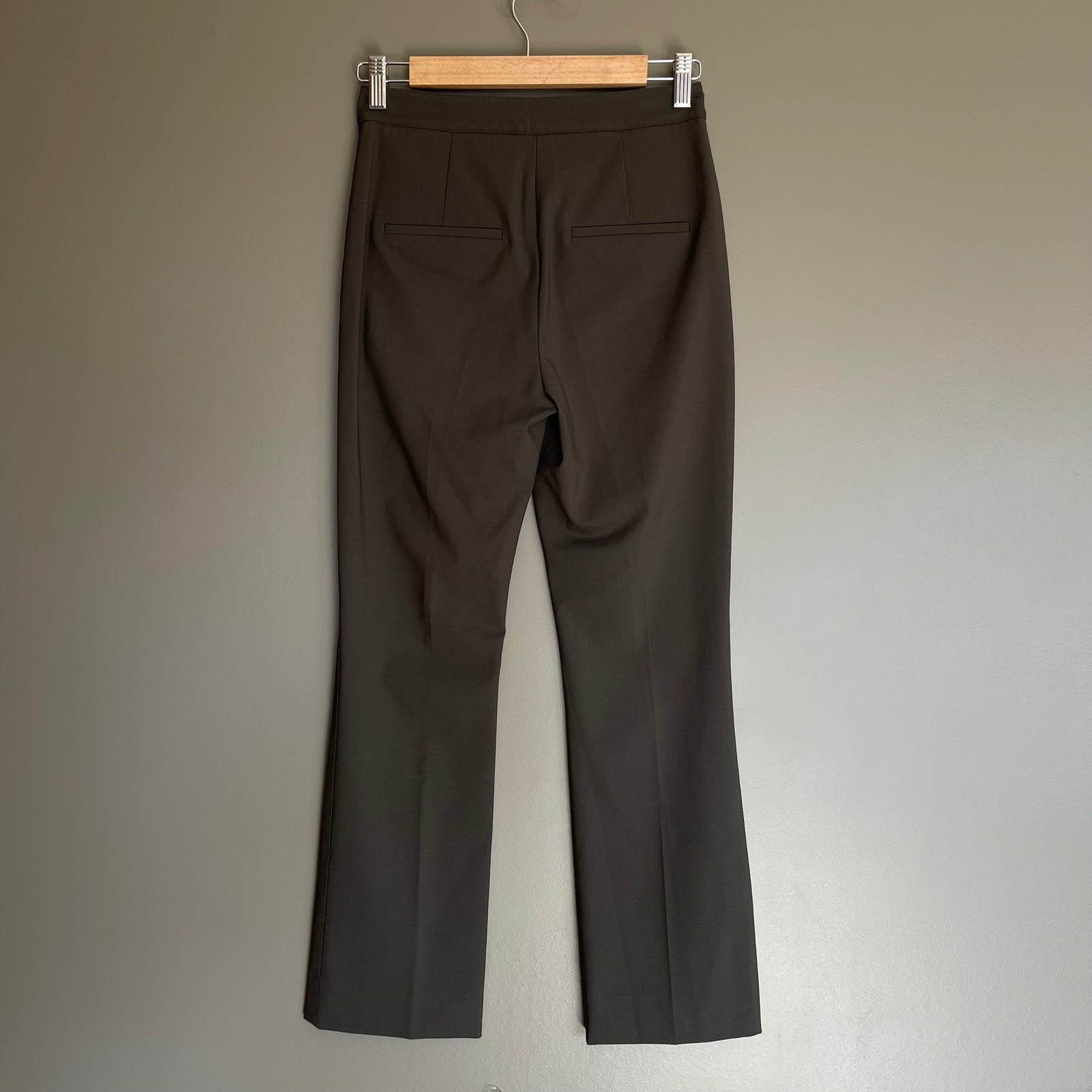 NWT Veronica Beard Arte Pant Loden Green Wool Blend Slim Flare Trousers Size 0