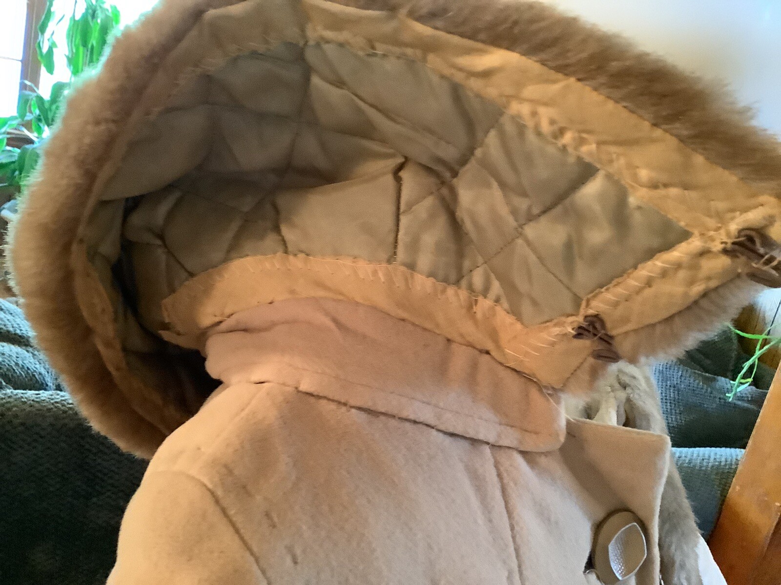 Vintage 1950’s KASHMIRACLE By Wellington Tan Women’s COAT Faux Cashmere & Fur