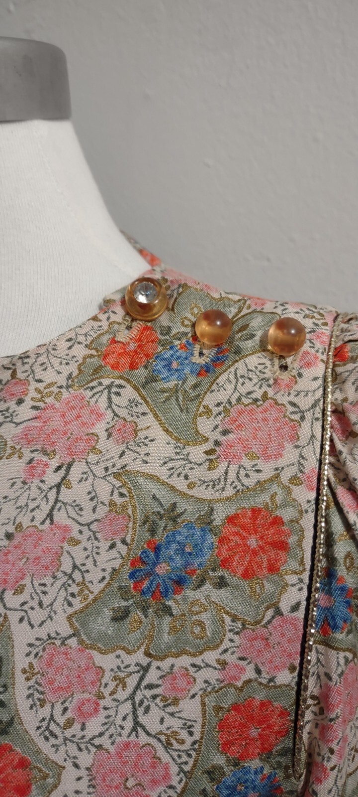 Vintage 70’s BELLE FRANCE floral tunic hippy disco dress sz S