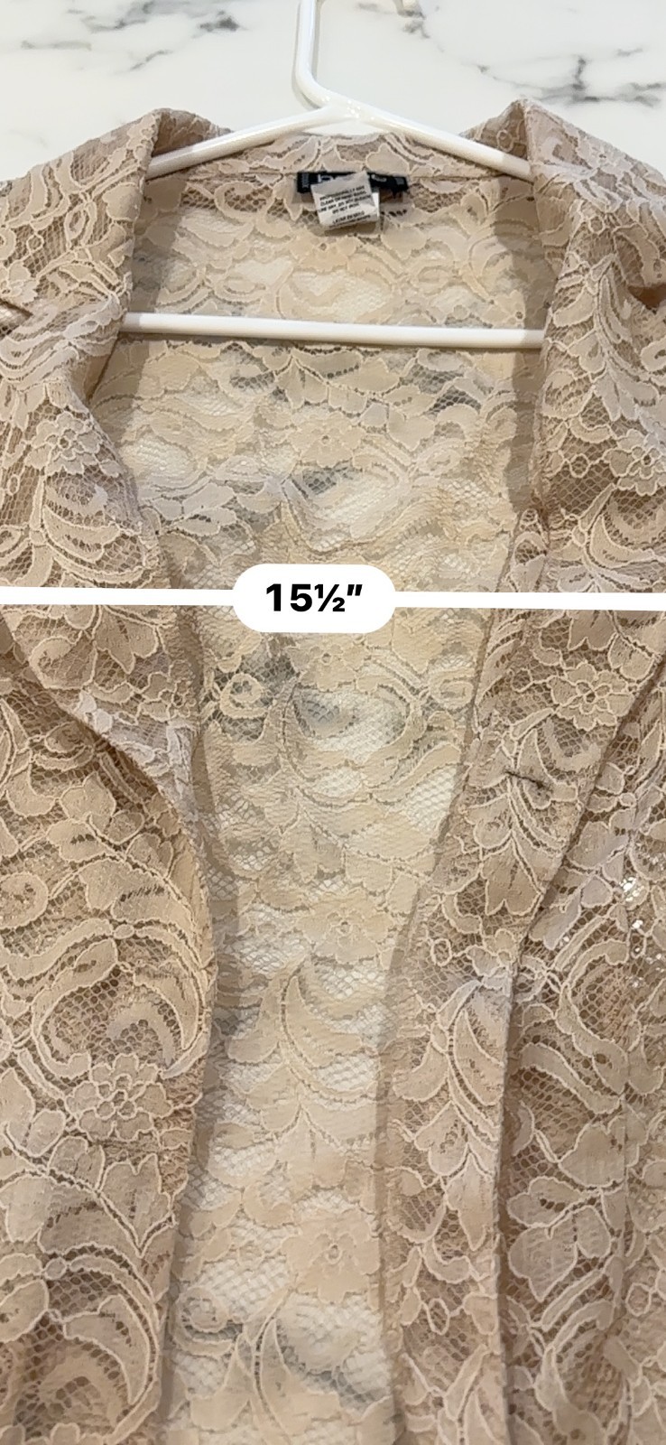 Vintage Y2K bebe Lace Open Front Cardigan Jacket Small Cream Notch Collar USA