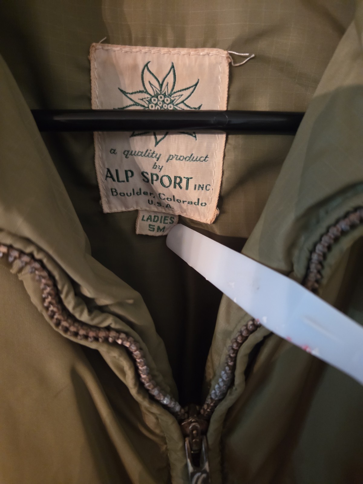 Rare Vtg 50’s, 60’s „ALP Sport” Down Ski Jacket Coat Women’s Skiing Small Green
