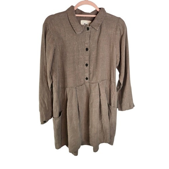 VTG 90s FLAX by Jeanne Englehart Linen Lagenlook Tunic Art to Wear long top