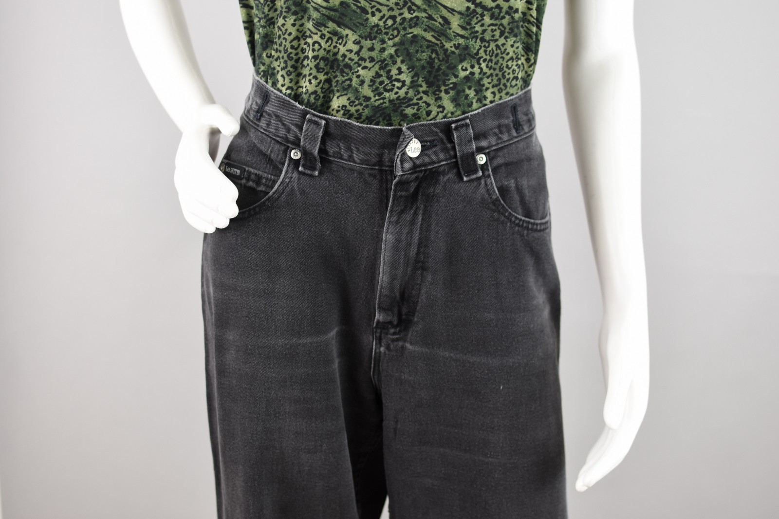 Vintage Lee Riveted Faded Black Back Buckle Jeans, Women’s 30×28